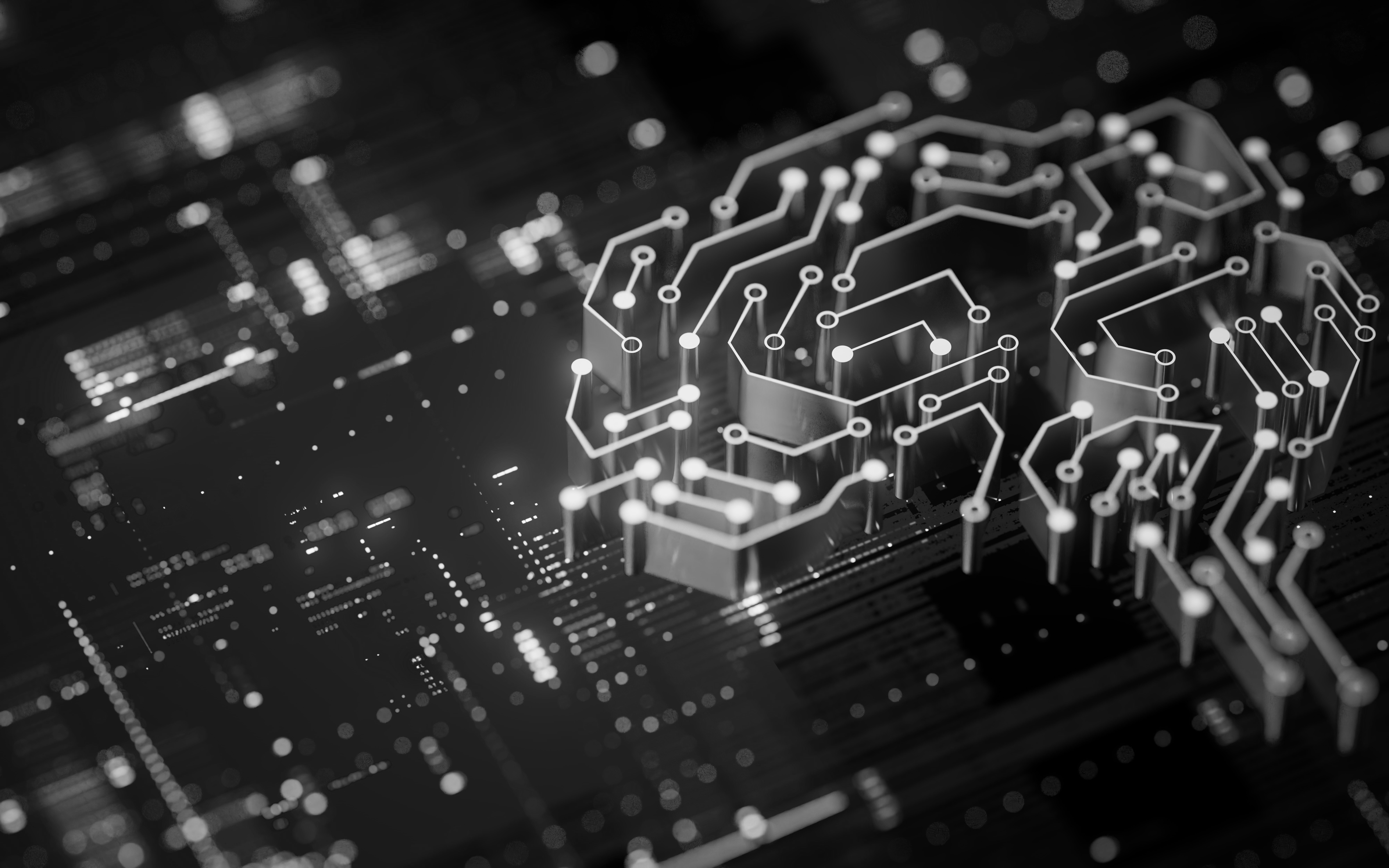 An image of a brain shown on an electrical board.